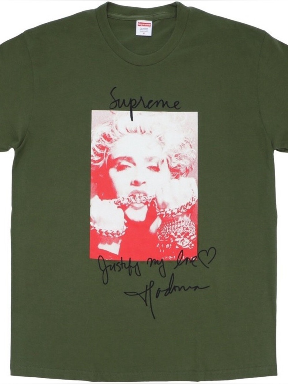 Supreme Madonna Olive Green Graphic Tee